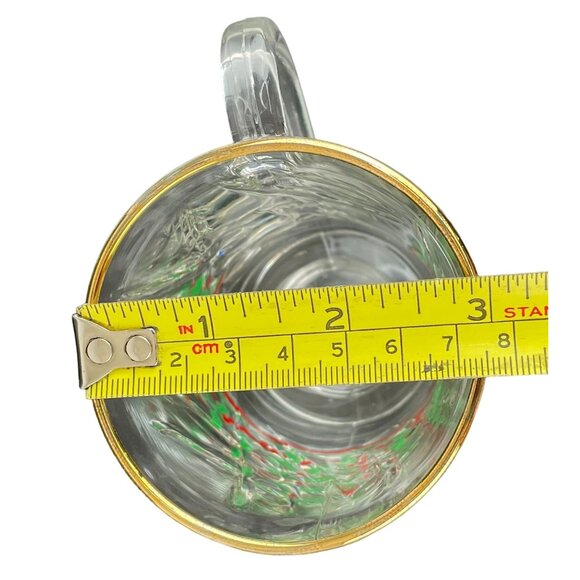 Vintage Libbey Glassware Set of 2 Glass Christmas Mugs With Holly Decor-Gold Rim - Picture 9 of 11